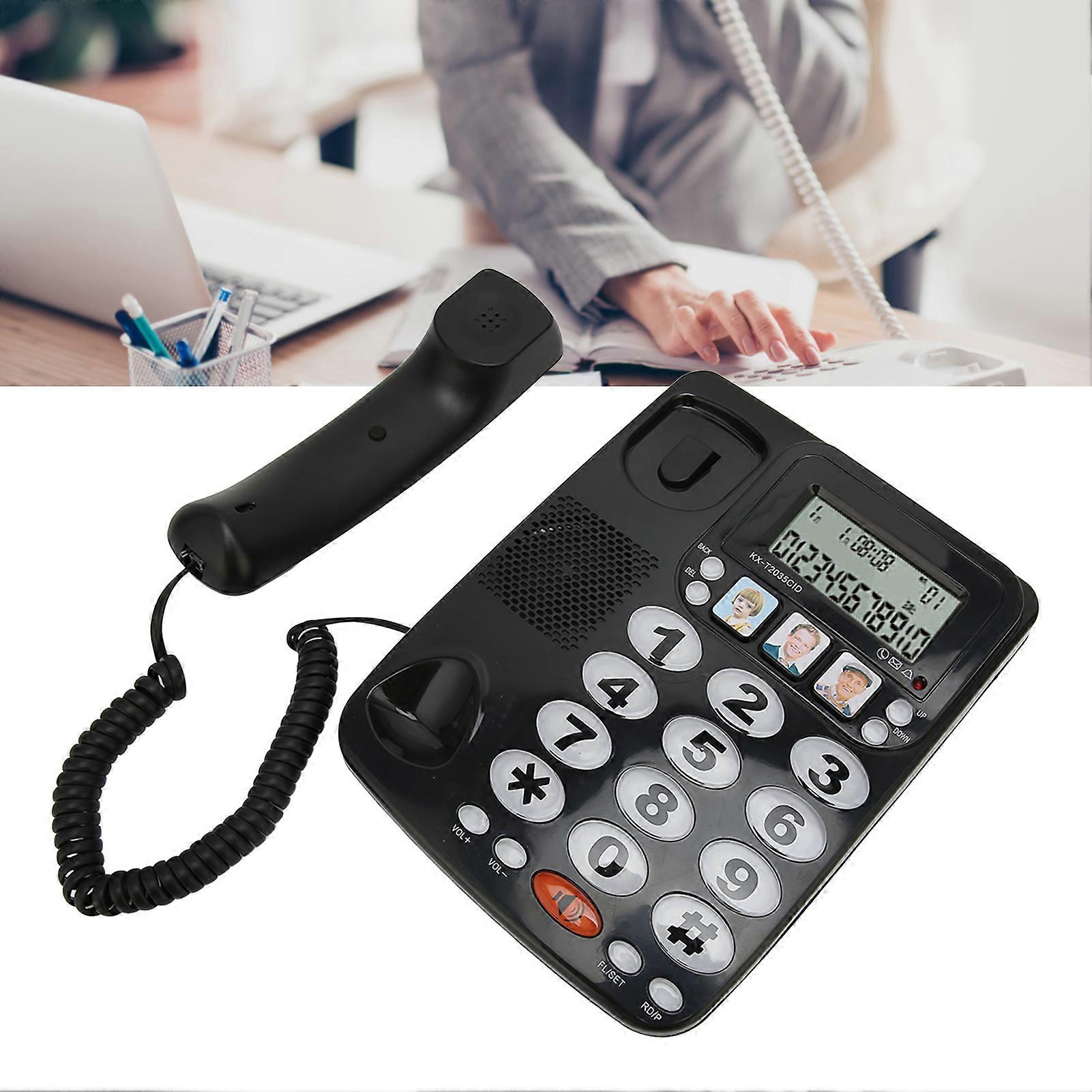 Corded Phone Caller ID Adjustable Ringtone Shortcuts Memory Wired Landline with Indicator for Home OfficeBlack 