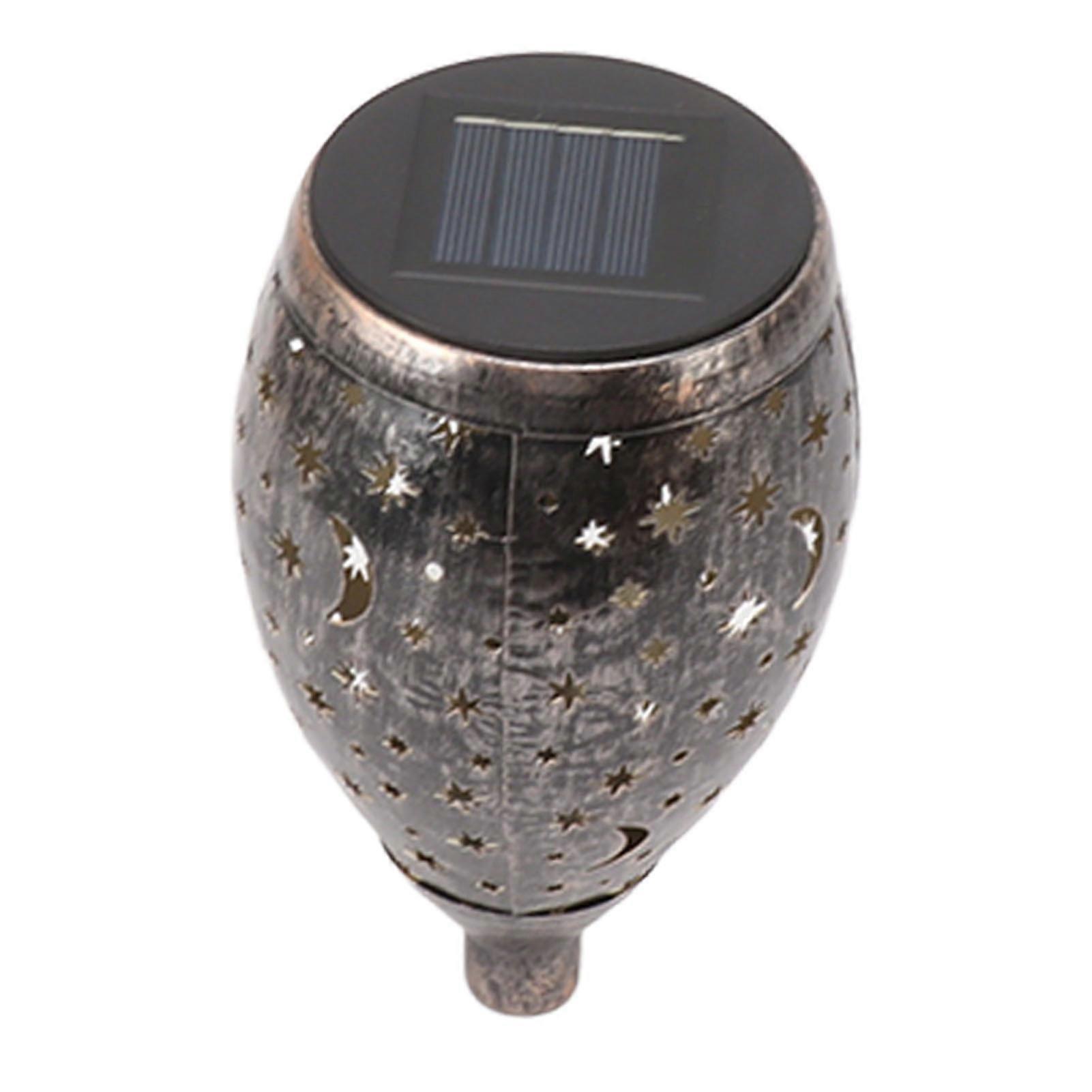 2PCS Solar Decorative Lantern 5730LED Pathway Light IP44 Waterproof Ground Insert Lamp with Moon Star Hollow Pattern for Walkway Backyard Landscape 