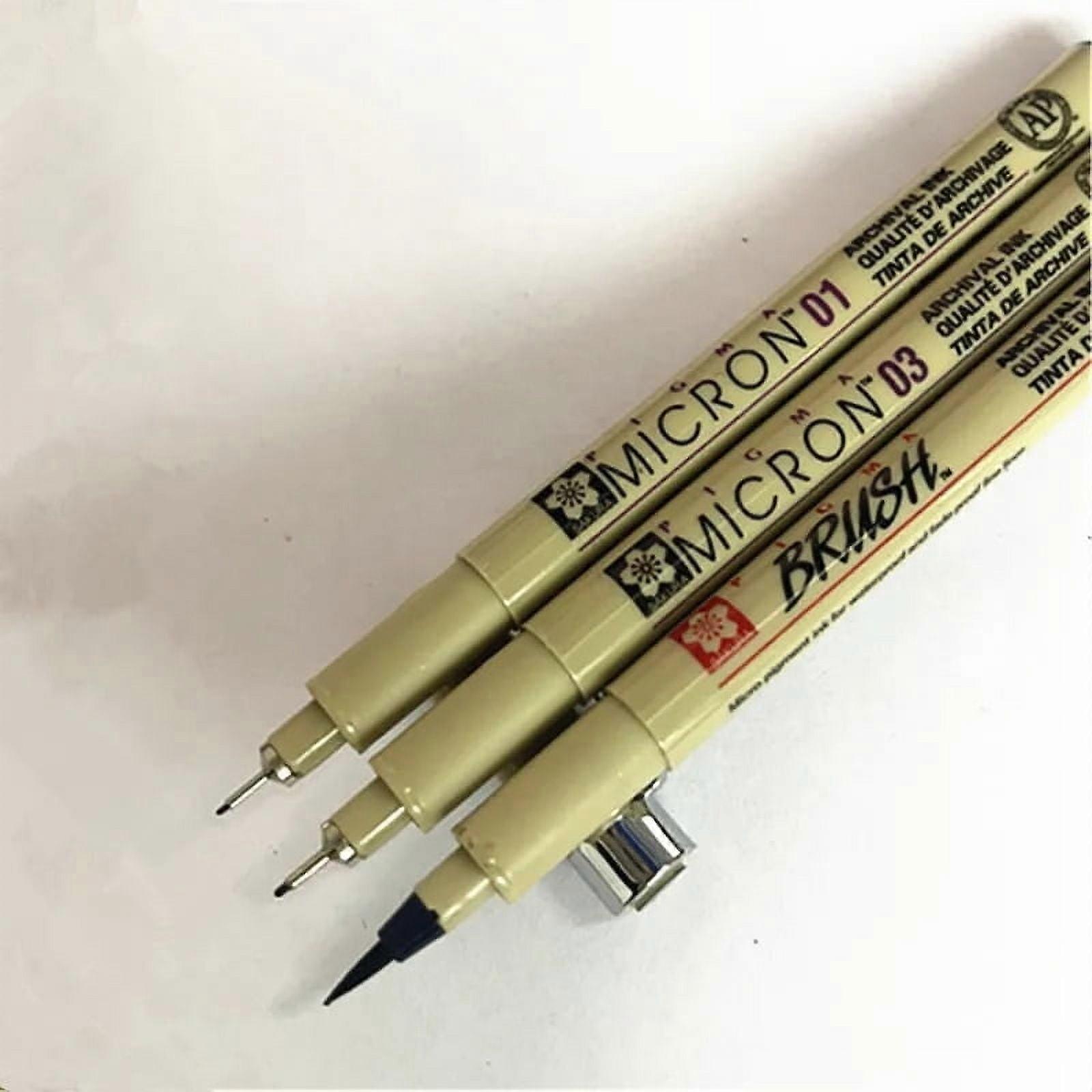 1 Piece Pigment Liner Pigma Pen Micron Marker Pen 0.05 0.1 0.2 0.3 0.4 0.5 0.8 Brush Different Tip Black Fineliner Sketching Pen 01 03 Brush