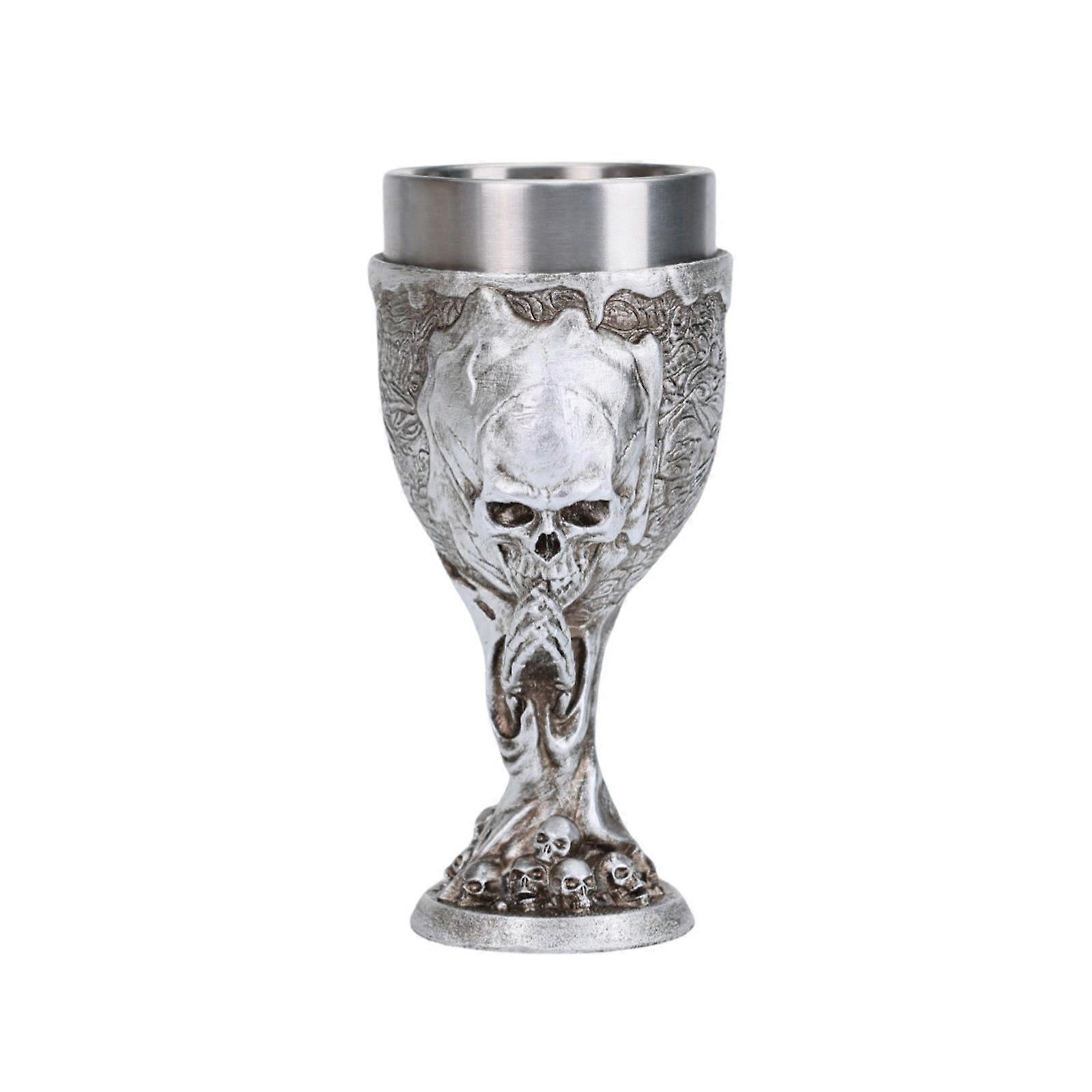 Efficient Nonrust Steel Skull Goblet With Ergonomic Grip Themed Party Tableware Collectible Skull Shape Chalices Multicolor