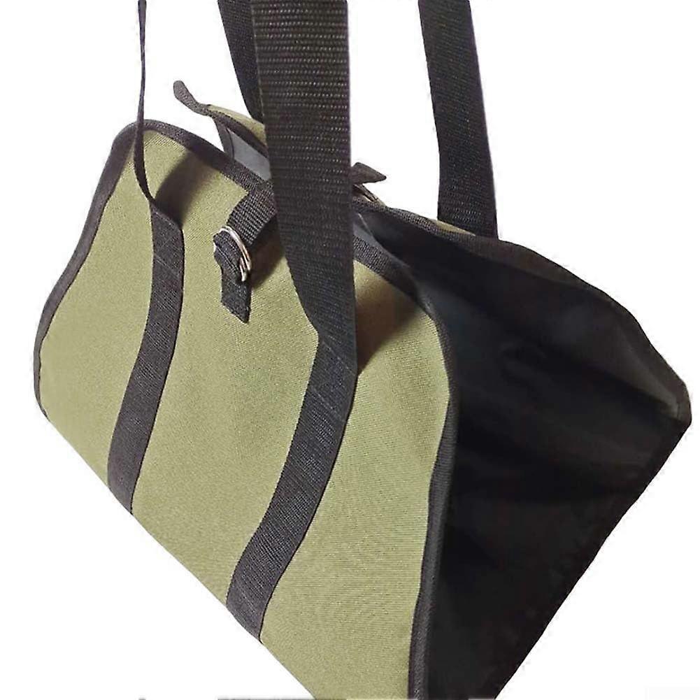 Waxed Canvas Firewood Log Carrier With Reinforced Handles And Snap Lock Closure For Safe Carrying And Transport Green
