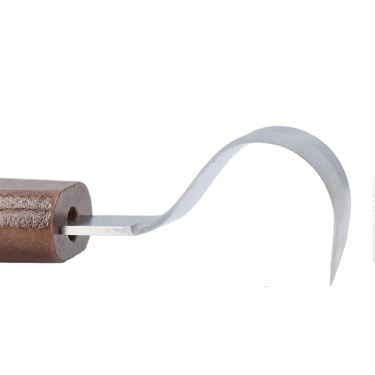 Wood Carving Tool with Flat Handle Bend Blade Hook Cut Whittling Digging Tool for Spoon Making Fine 