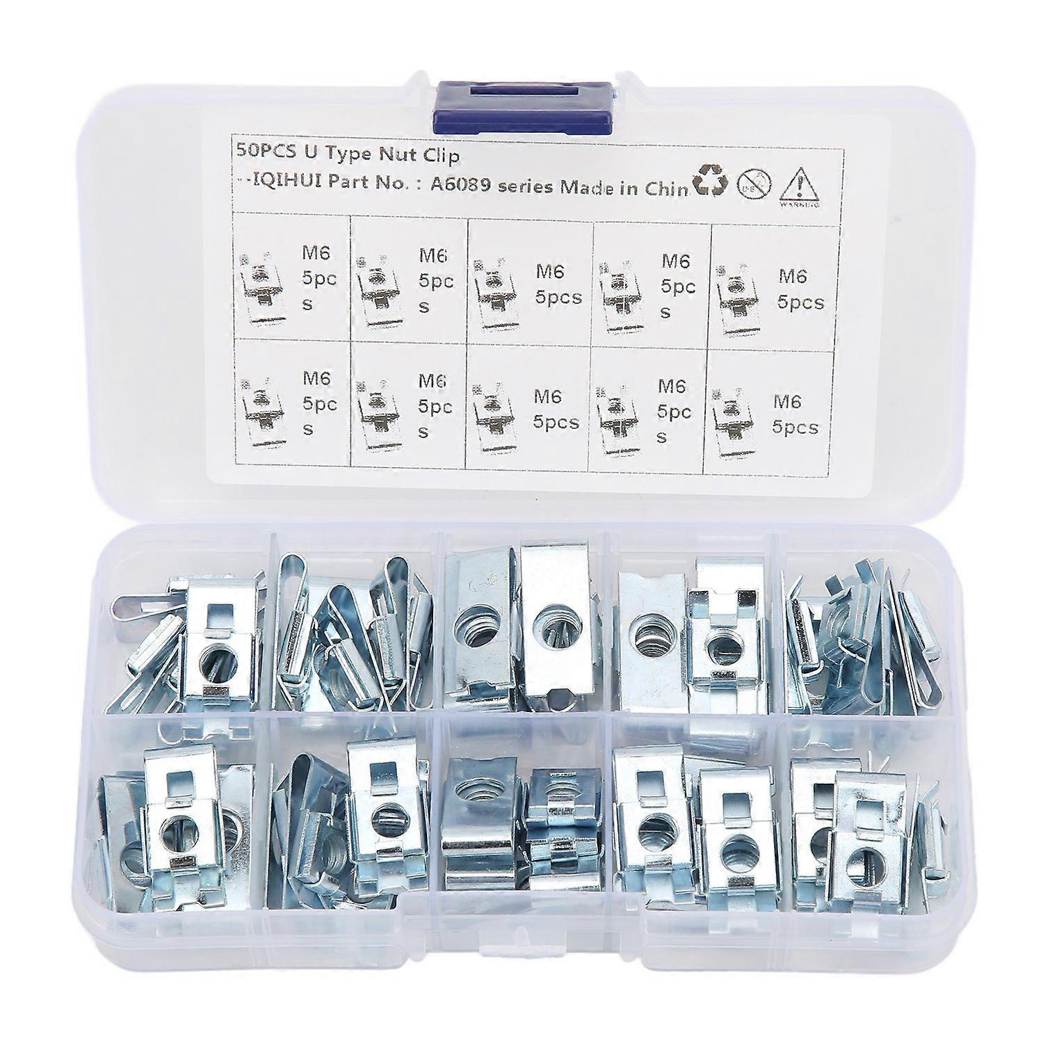 50 Pcs Car Fastener U Type Clips Set Rust Resistance Metal U Shaped Clip Nut Speed Fastener Replacem