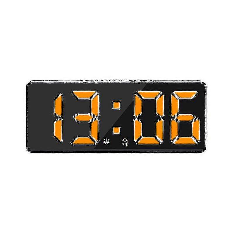 Alarm Clock Simple Led Clock Large Screen Digital Clock Bedroom Bedside Clock, Fashion Clock, Black Shell Orange Lamp