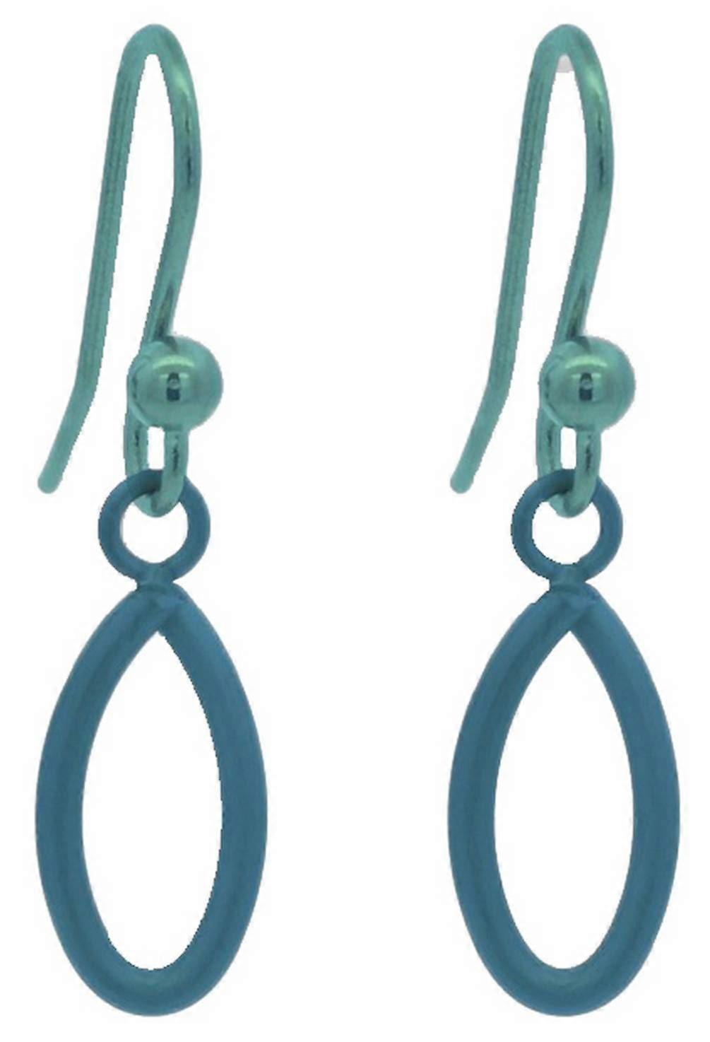 Ti2 Titanium Crossover Drops Earrings - Dark Blue