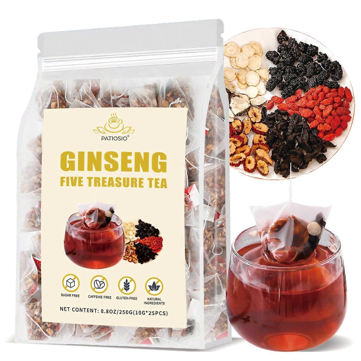 Ginseng Beş Hazine Çayı Böbrek Çayı-Wubao Çayı Ginseng Altı Hazine Çayı, Ginseng Kırmızı Hurma Çin Bitki Çayı, Böbrek Temizliği Erkekler ve Wom için Detoks Çayı