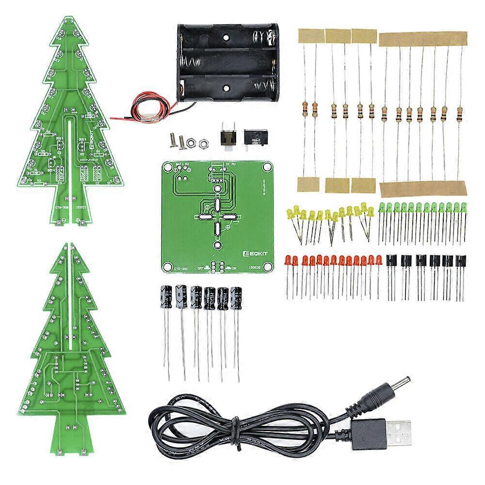 DIY 3D LED Flashing Christmas Tree Circuit Kits Glitter Electronic Learning Set