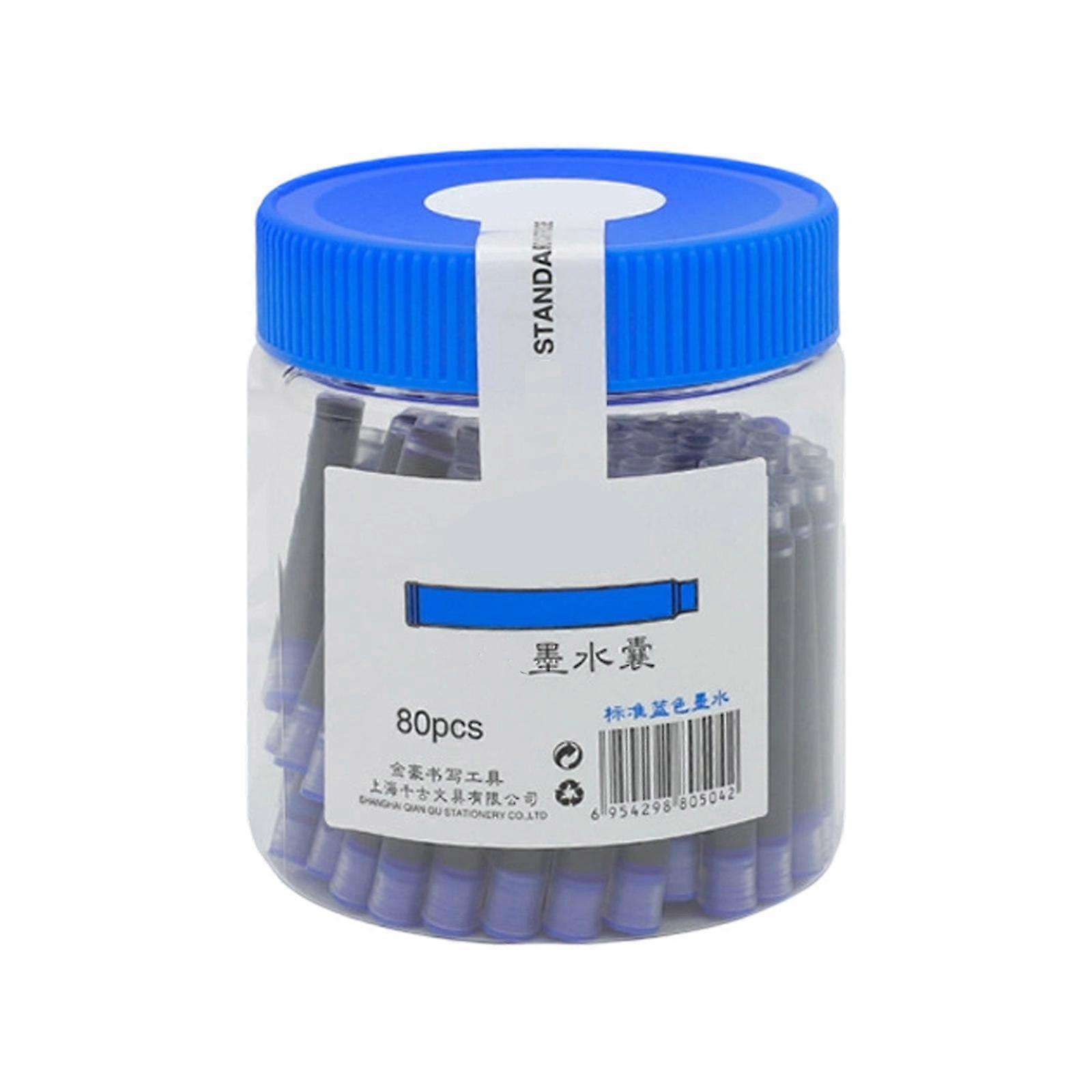 80Pcs Count Fountain Pen Ink Cartridges 2.6mm Standard Size High Capacity Nontoxic Plastic Quick Change Refills Set  B