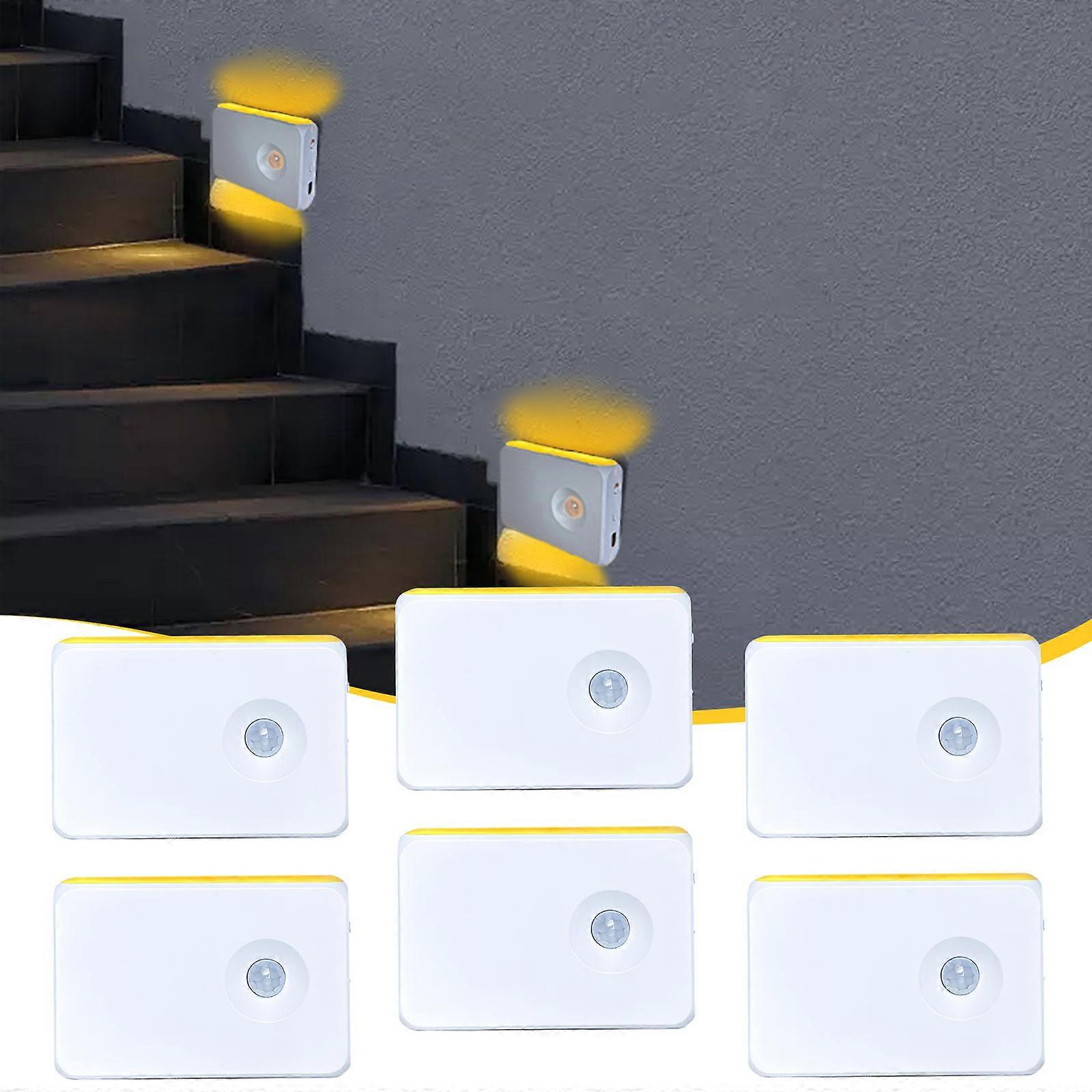 Pack of 6 LED Motion Transducer Night Radiances 600mAh USB CREATE Rechargeable Attractive Mount Auto On Warm Lighting for Flight Hallways Multicolor