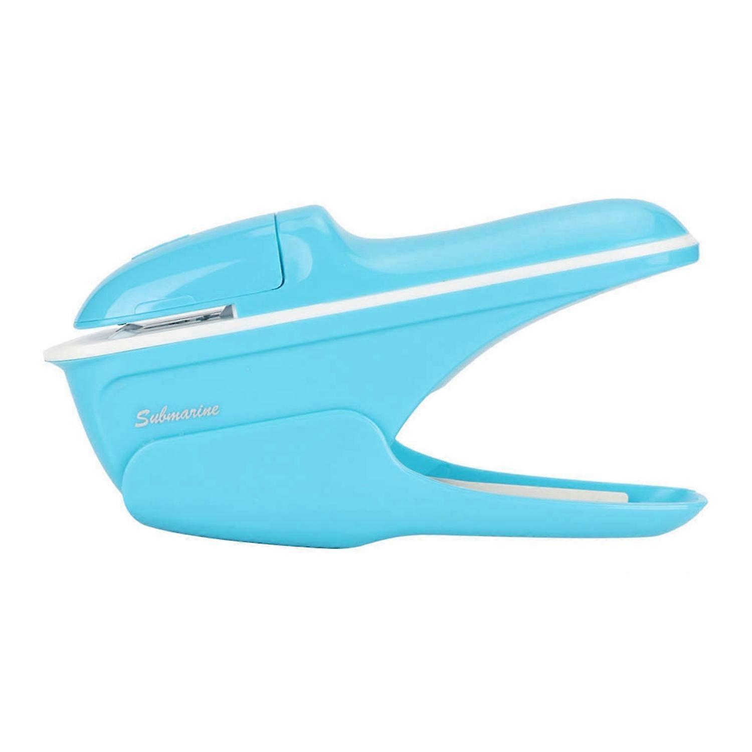 ABS No Staple Stapling Machine Book Paper StaplE Free Stapler Binding Hand Tool(Blue)