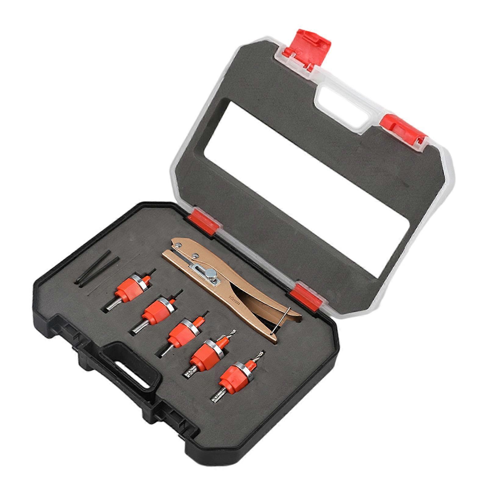 5 Limit Countersink Drill Bits Set with Depth Stop and Hole Punch Pliers Woodworking Tool For Carpentry DIY Projects Multicolor