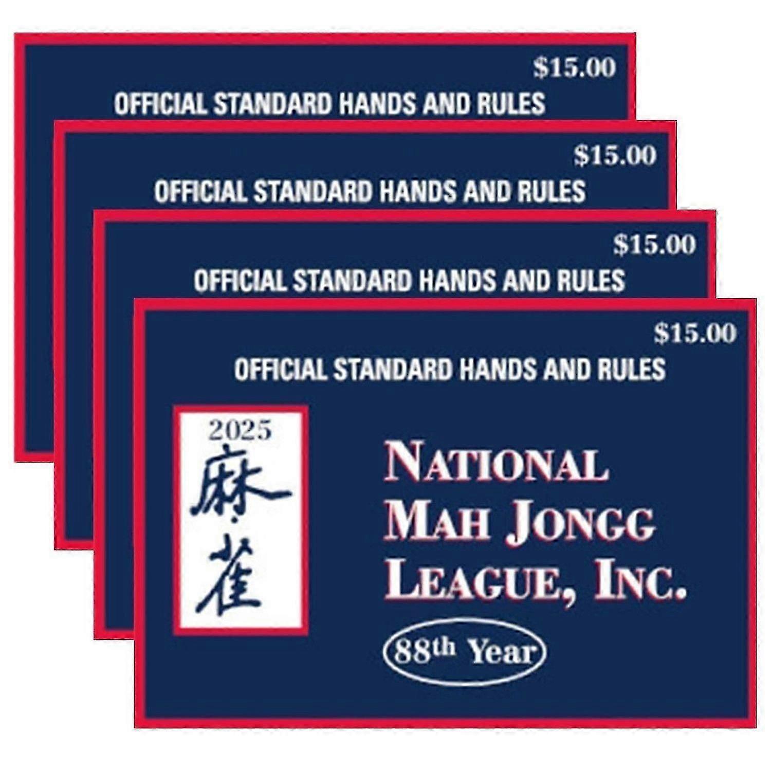 2025 بطاقات دوري Mah Jongg الوطنية ، 4 قطع بطاقات Mahjong كبيرة الحجم ، عقارب وقواعد قياسية رسمية