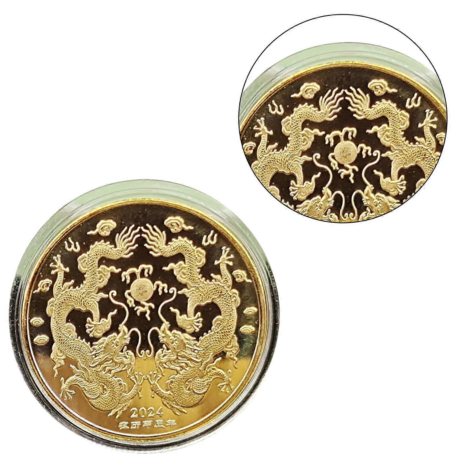 伝統的な中国の旧正月、メタルコイン、干支、ドラゴン、お土産、チャレンジコイン、太陰暦、コレクション、アートクラフト、ギフト、ゴールド