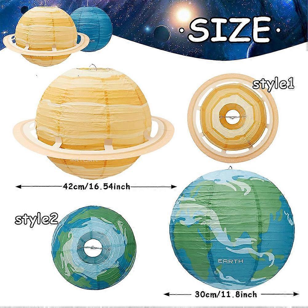9pcs Planet Hanging Lanterns Creative Paper Lanterns Outer Space Party Decorations