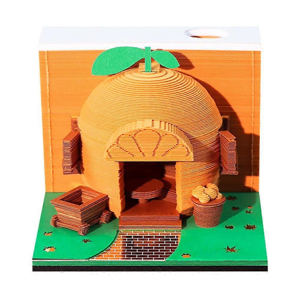 3D Sticky Notes 262 Sheets Orange Novelty Memo Pad Customizable Desktop Decor Tearable Paper Memo Cube Gift for Students Office