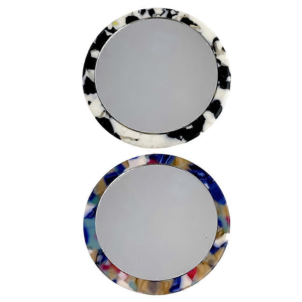 Convenient Makeup Mirror Small Rounded Mirror for Makeup 2Pcs Set