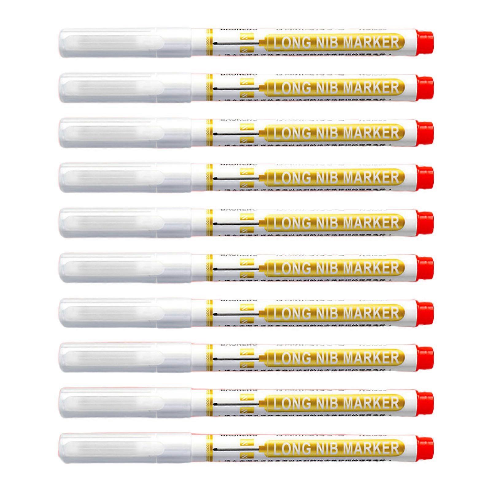 Värikkäät puusepän kynät puuntyöstöön 10 kpl pitkä pää syvä reikämerkki, vedenpitävä ja kestävä pitkä nenäkynä punainen