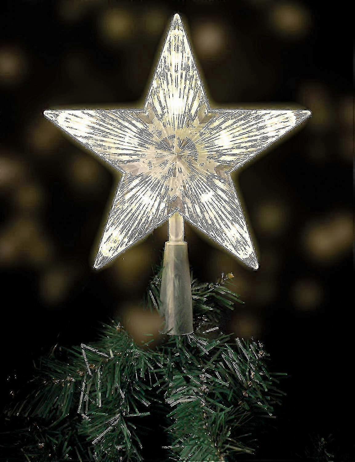w Christmas Tree Top With 10 Leds With Power Plug - Illuminated Christmas Tree Top In Warm White - Christmas Tree Star Top Tree Top