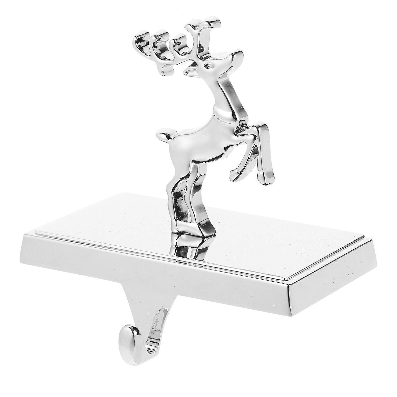 Weihnachtsstrumpfhalter, robust, Hirschform, silberfarbenes Eisen, 1 Stück