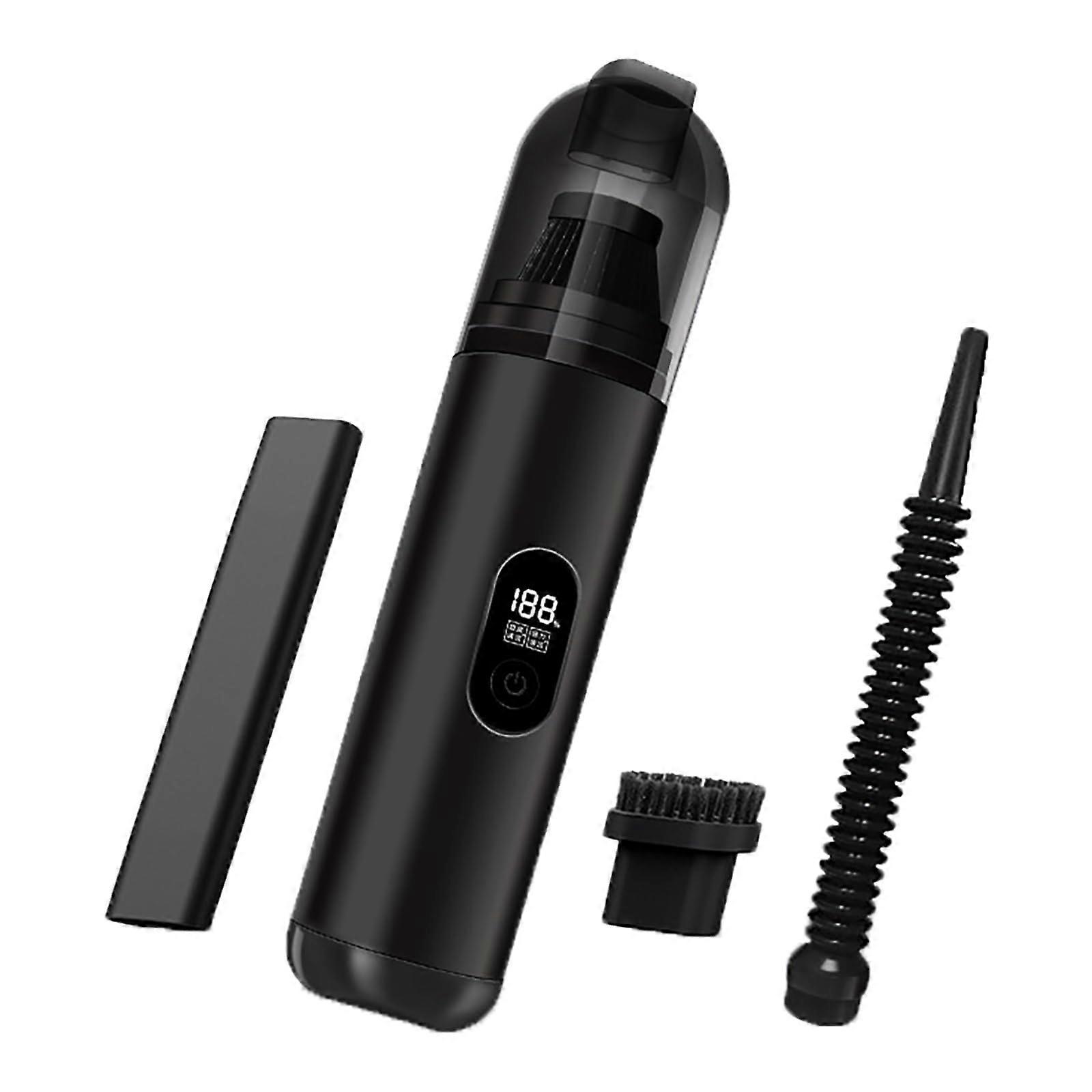 Cordless Handheld Vacuum Cleaner with Dual Suction & Inflator, 3 Attachments, 2600mAh Battery for Home and Car, Black Portable Rechargeable