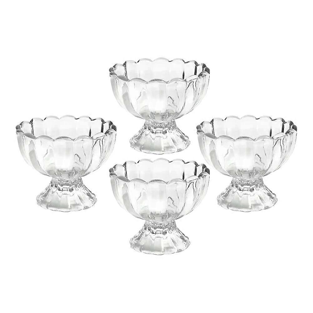 Multi Function Pudding Glasses Elegant Wine Cups Transparent Delicate Design 4Pcs Set