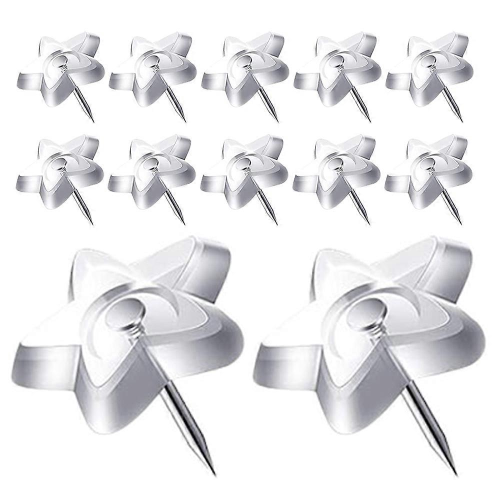 Plastic Five Pointed Star Push Pins for Holding Use 50Pcs Clear Thumb Tacks