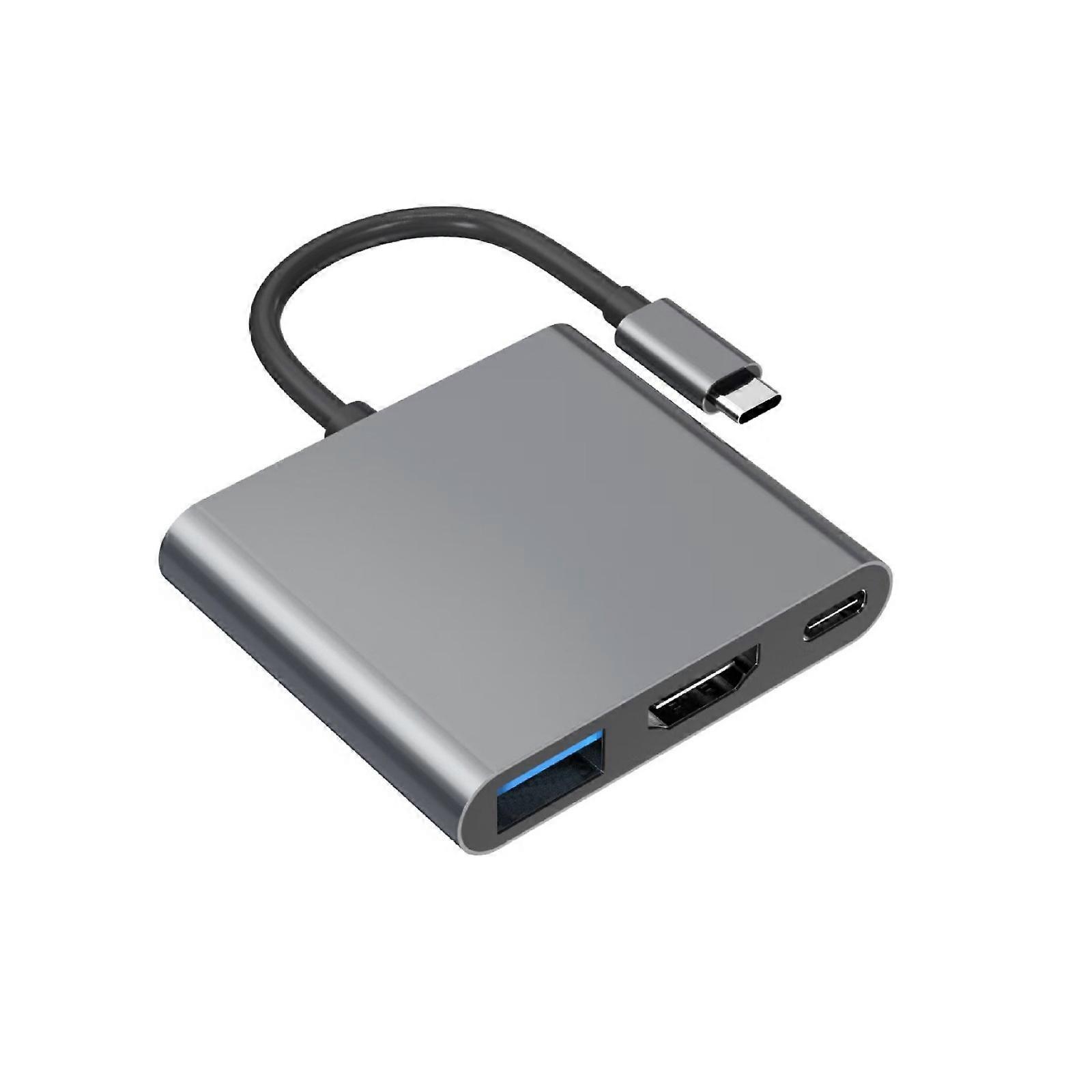 USB C to HDTV Multiports Adapter with 4K HDTV Output Data Transmission and Charging Port for High Resolution Displays  Gray