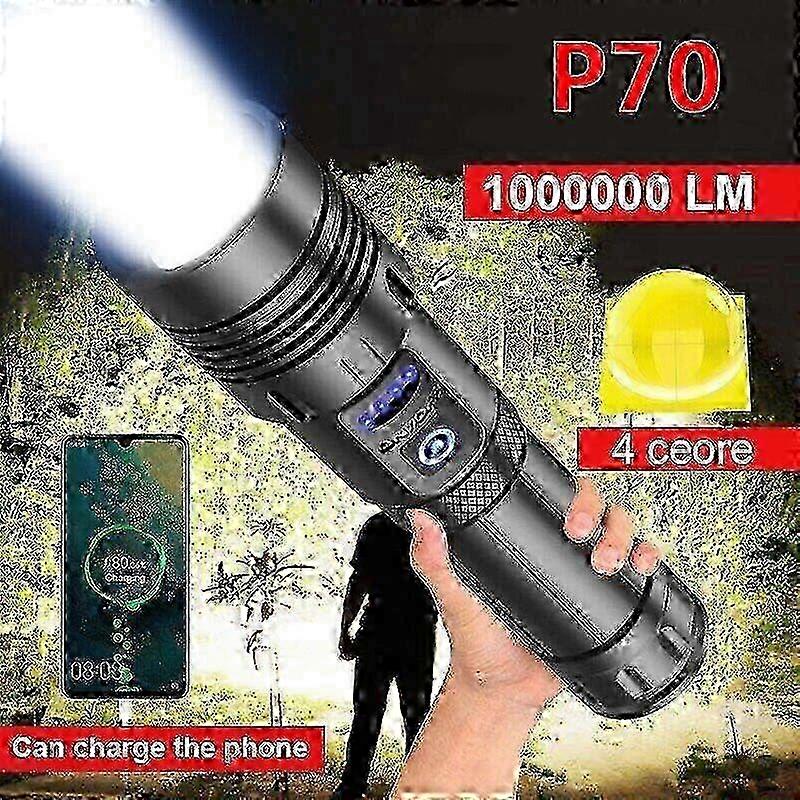 Rechargeable Tactical Flashlight, 1000000 Lumens LED Work Light for Emergency Use