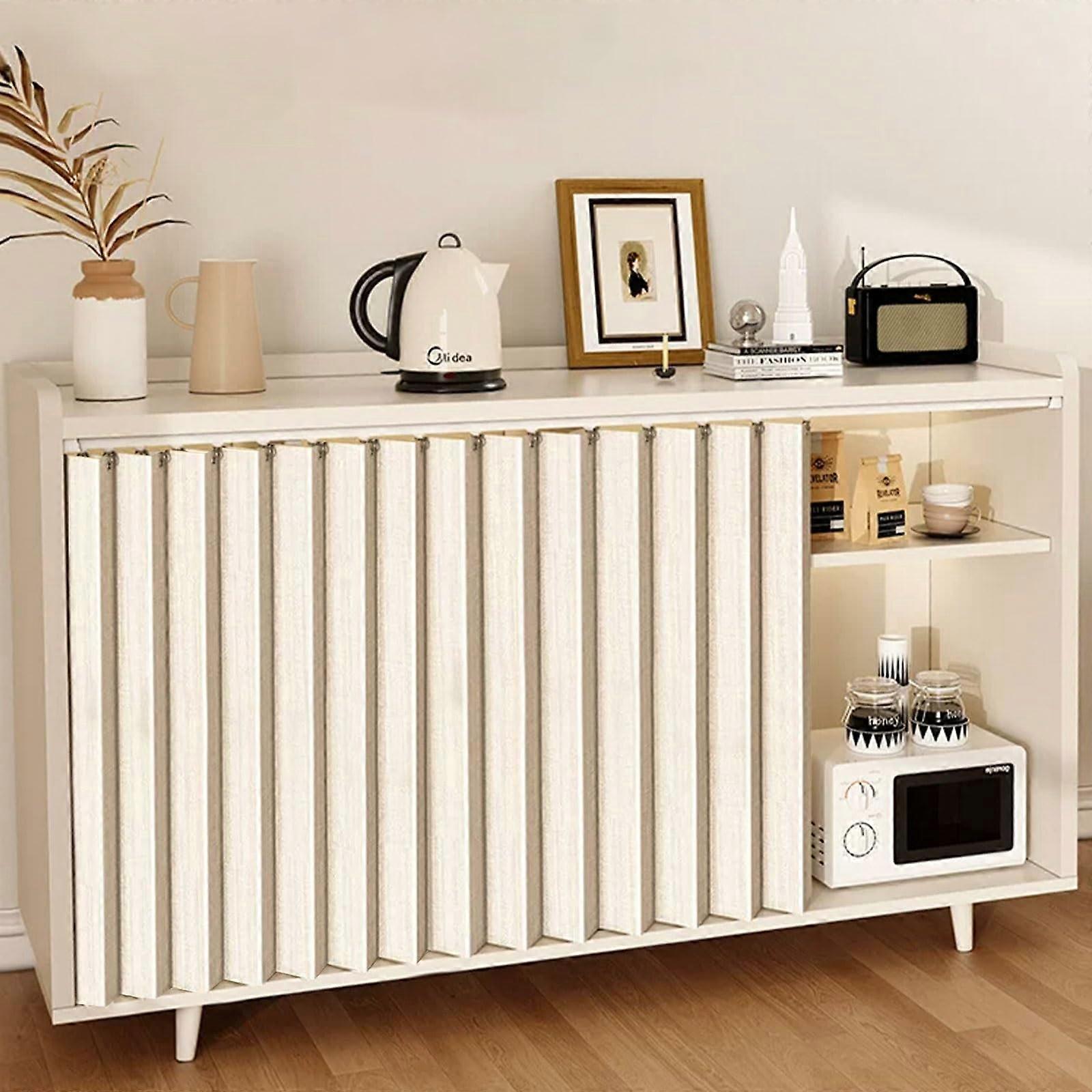 Cabinet Privacy Curtain Foldable Linen Textured with Adhesive Track for Closet Storage Grey 82.7x39.4in