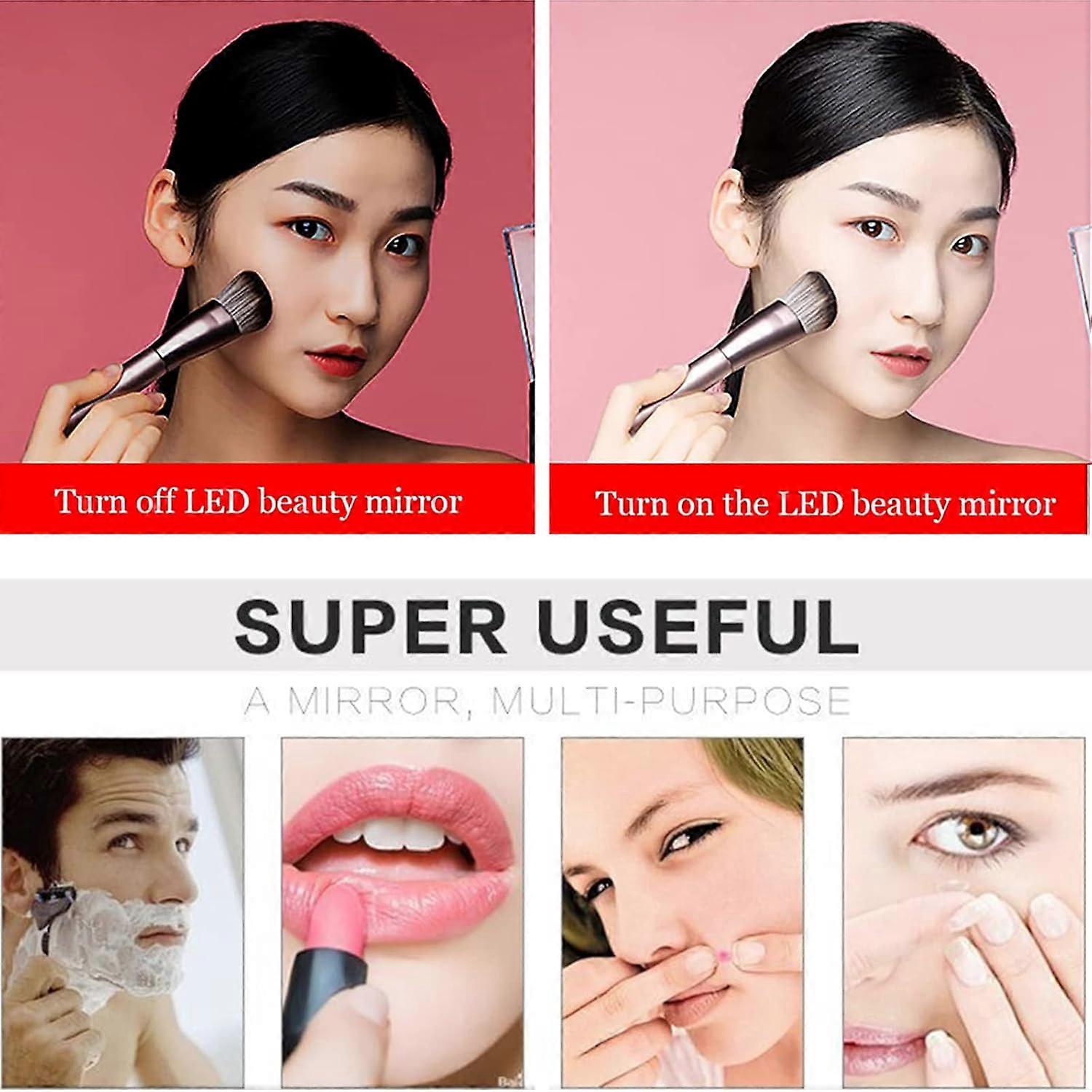 LED Wall Mounted Vanity Mirror with Touch Sensor, 3X Magnification, Dimmable Light, 360° Swivel