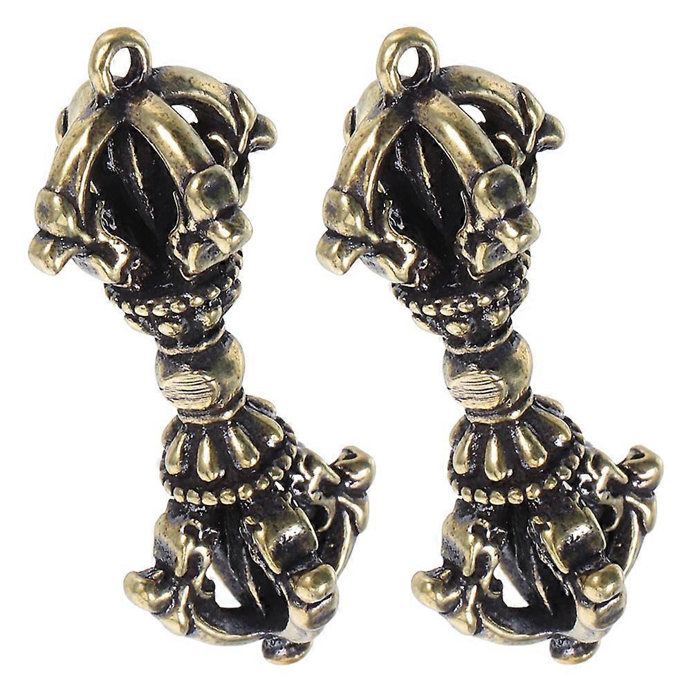 Buddhist Protection Pendant for Decor Brass Vajra Amulet 2Pcs