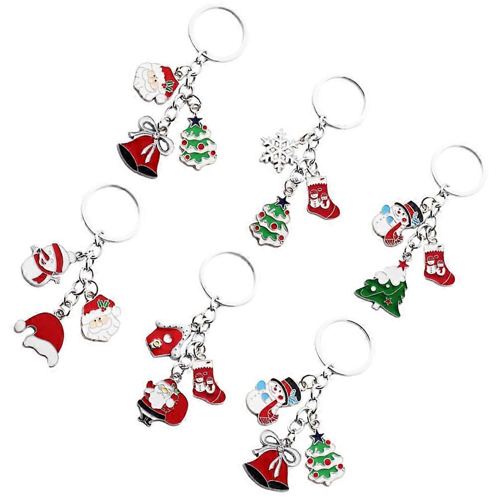 Santa Clause Christmas Key Chains Set for Decoration 1Set Assorted Color