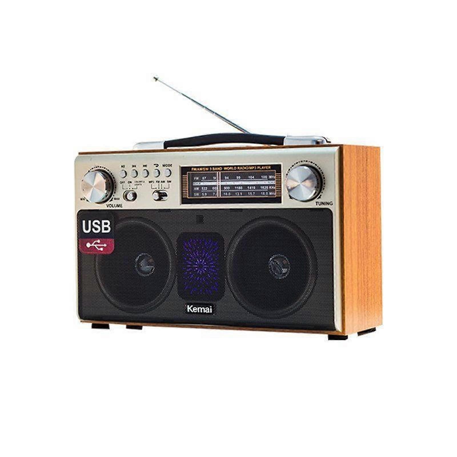 Wooden Retro Wireless Bluetooth Speaker Portable TriBand FM Radio Subwoofer TF Card USB Phone Compatible 80S Style