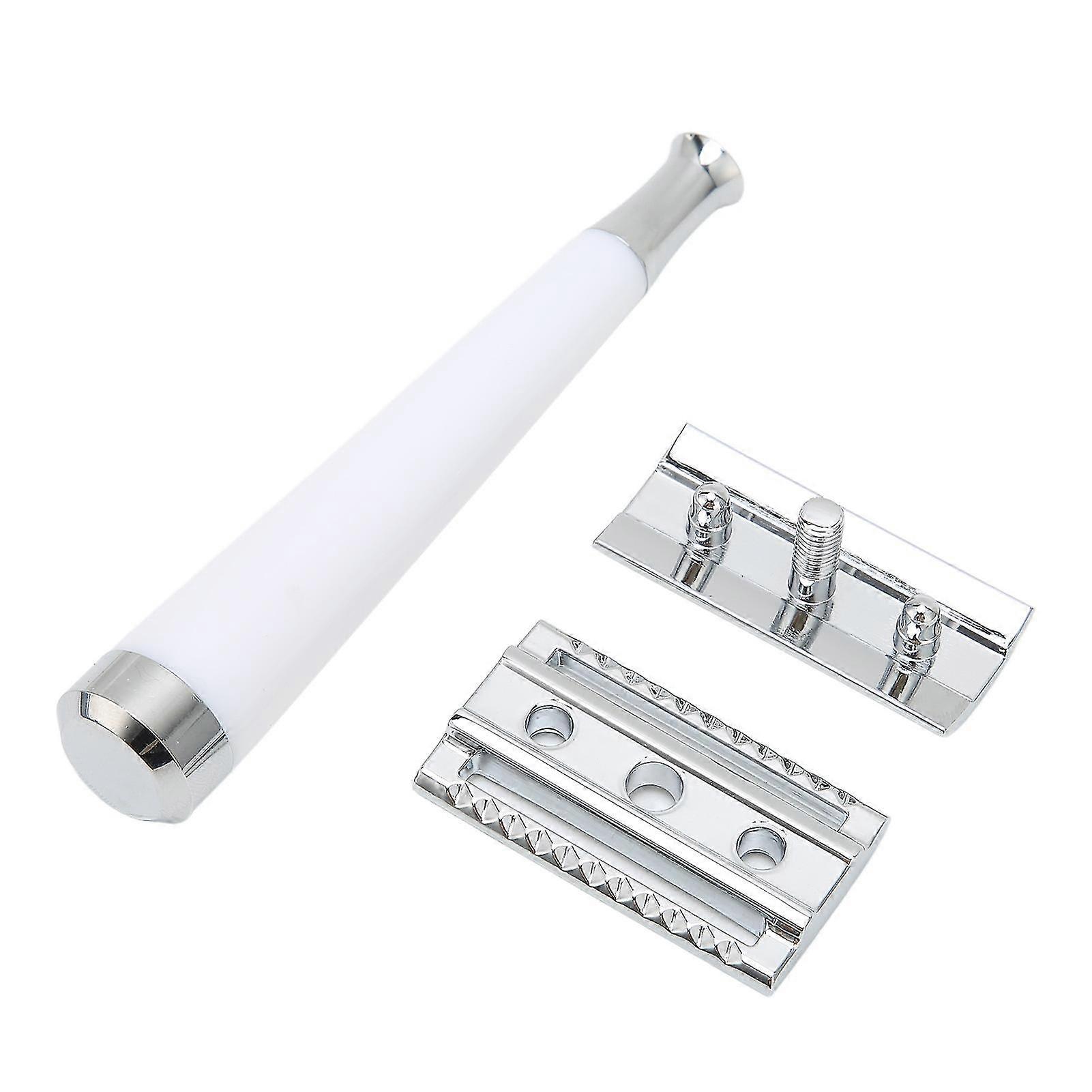 Manual Razor Quick Shaving High Safety Double Blade Stable Glide Easy To Use Long Handle For Home Use Barber Shop White