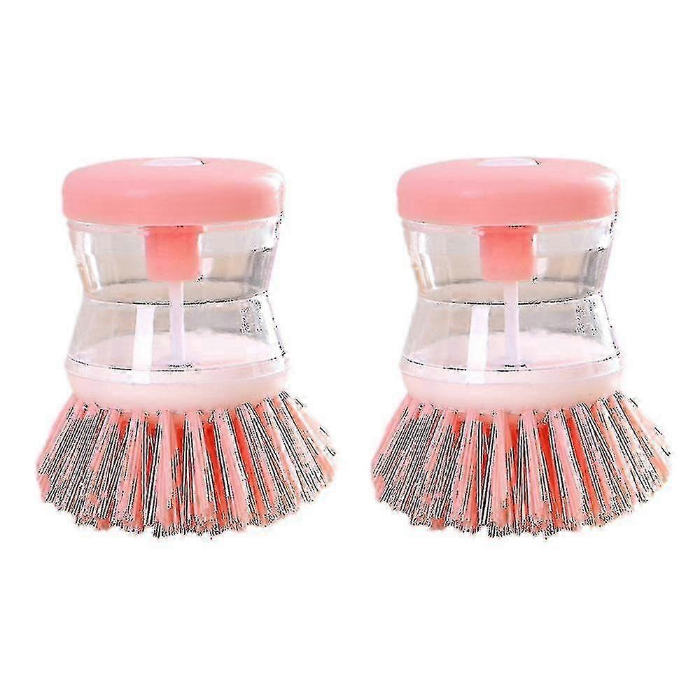 2-piece Liquid-filled Washing Pot Brush, Press Type Automatic Liquid-filled Washing Dish Brush, Multi-function Cleaning Brush
