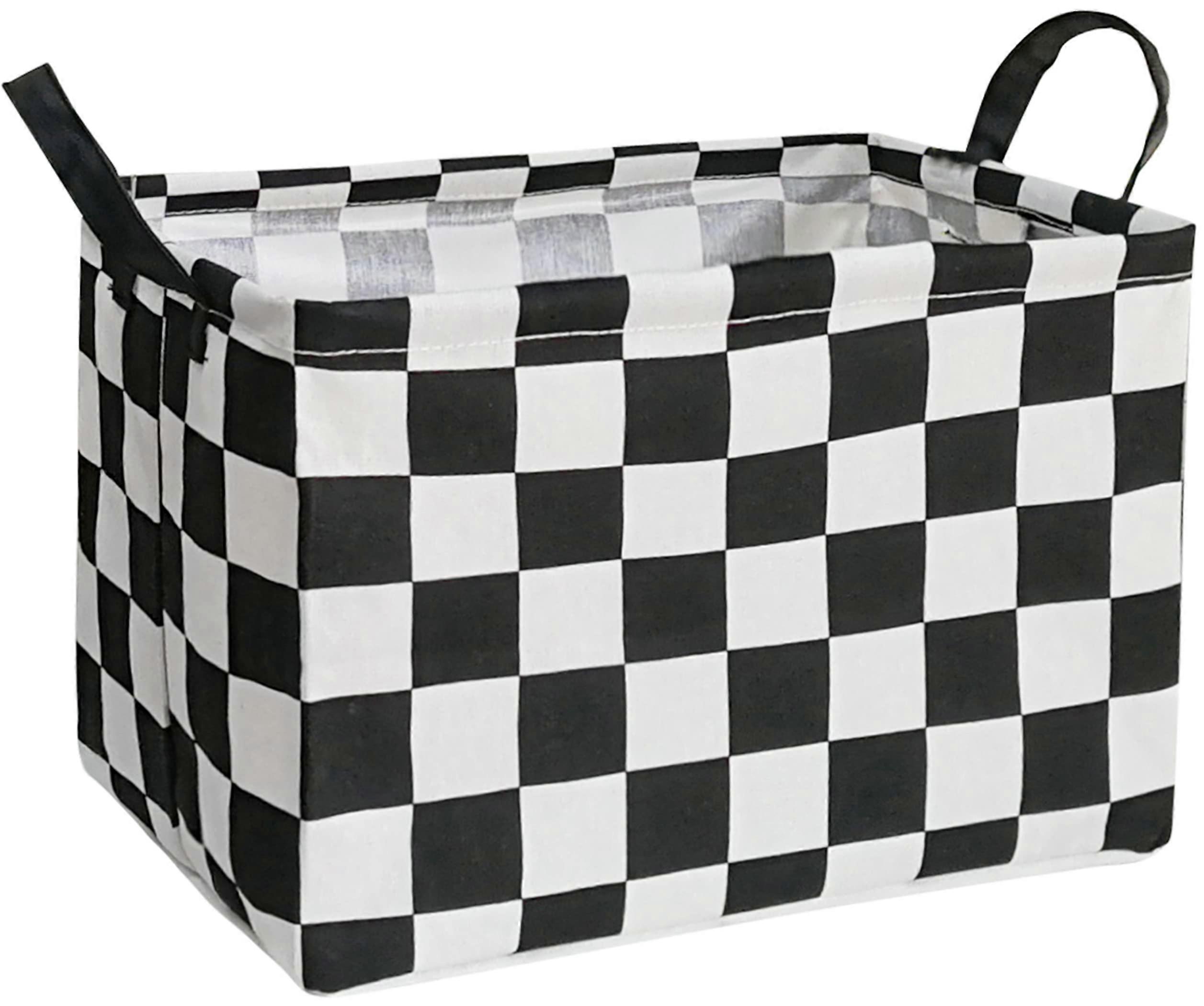 Storage Basket Collapsible Waterproof Checkered Fabric Organizer Bin for Home Dorm Nursery
