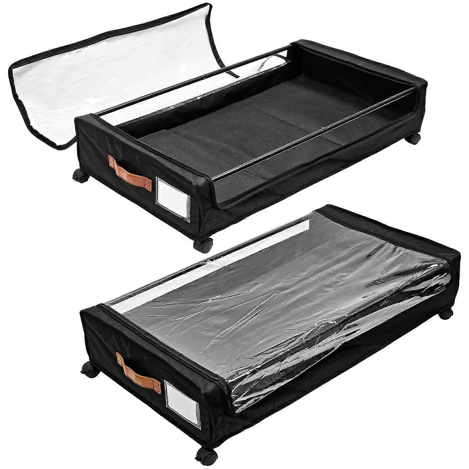 2Pack Under Bed Storage with Wheels, Large 80L Rolling Underbed Storage Containers with Dustproof Lid