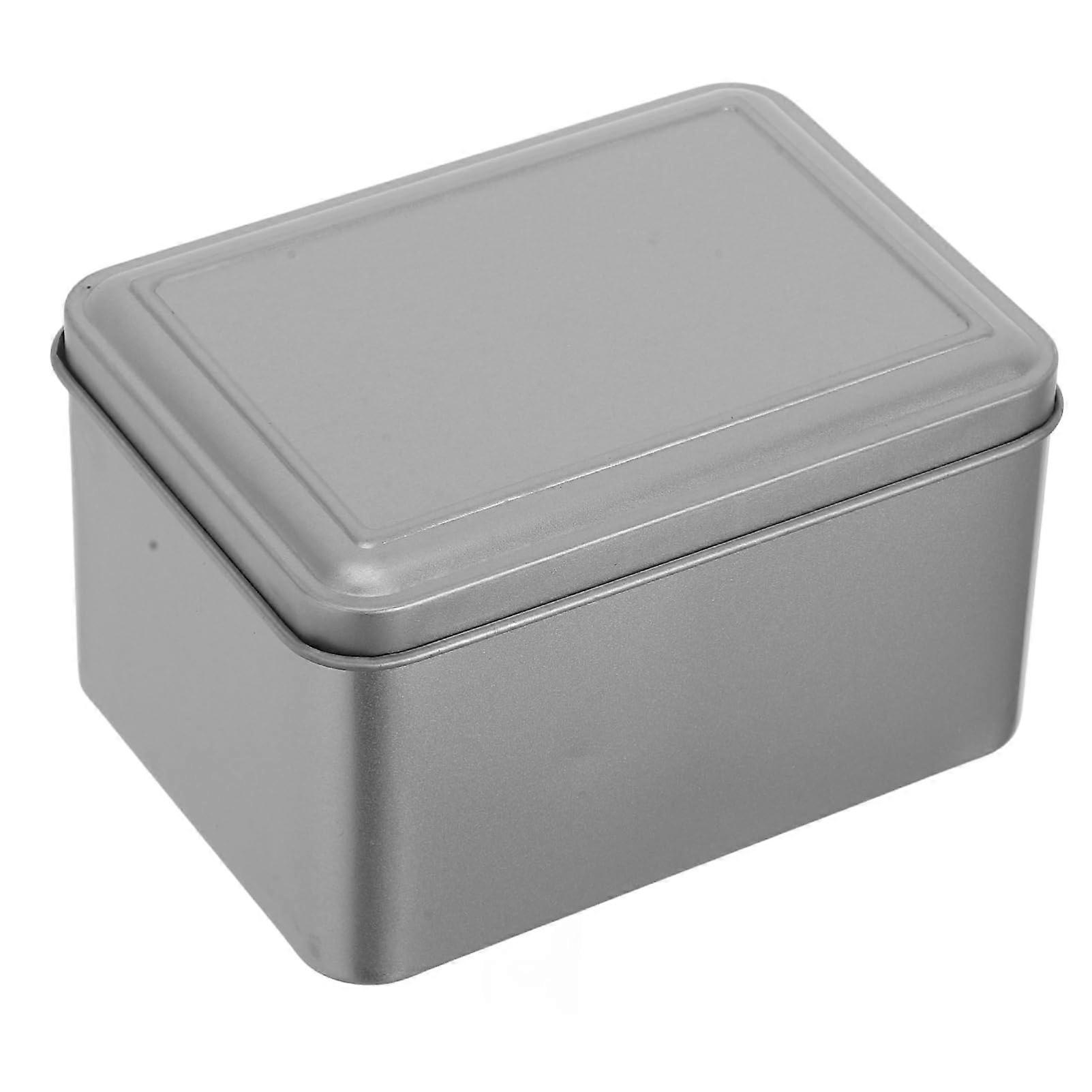 4Pcs Rectangular Metal Biscuit Storage Tin with Lid, Elegant Silver Tea Cookie Container