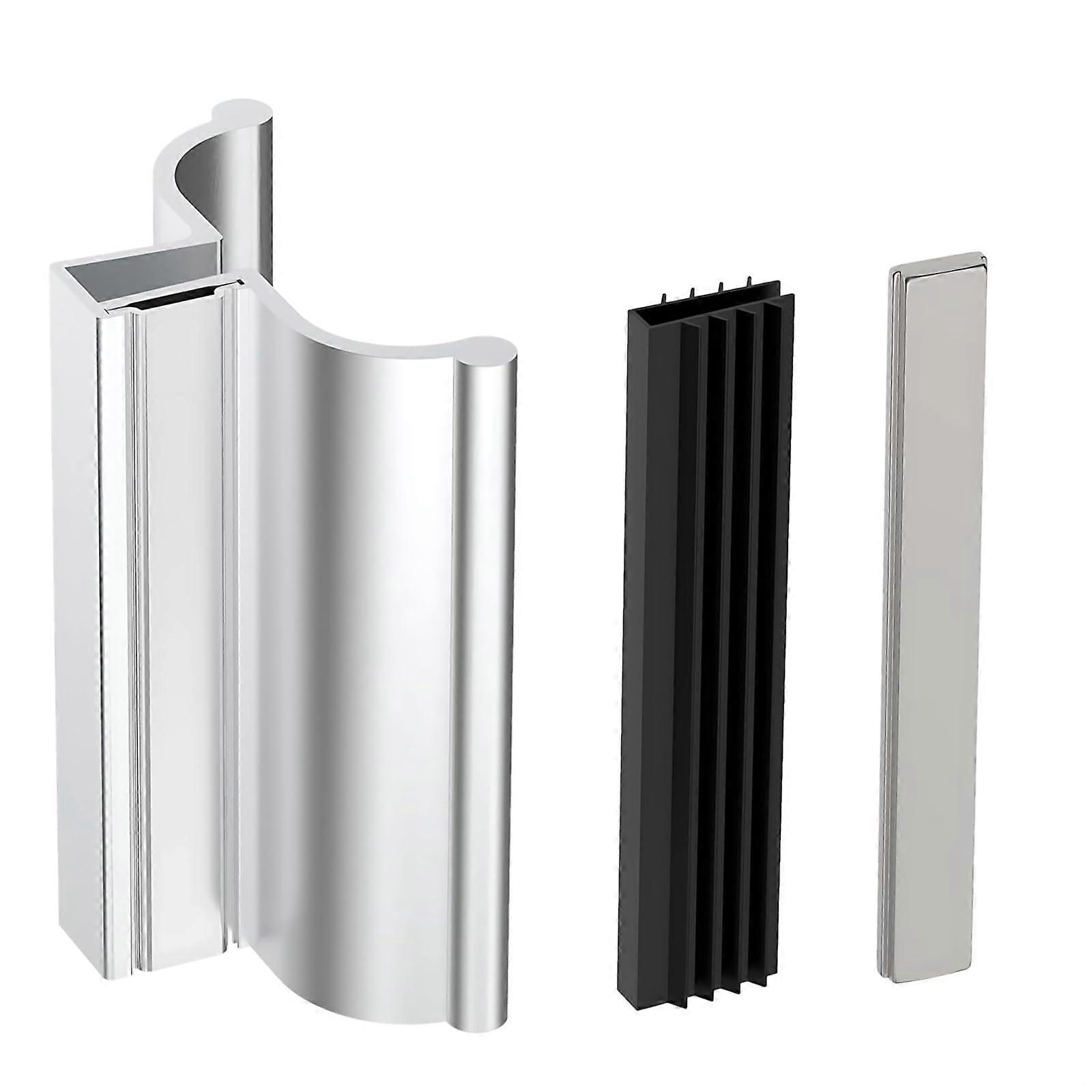 Silver Aluminum Shower Door Handle Replacement, RustResistant, Ergonomic Grip, Strong Closure