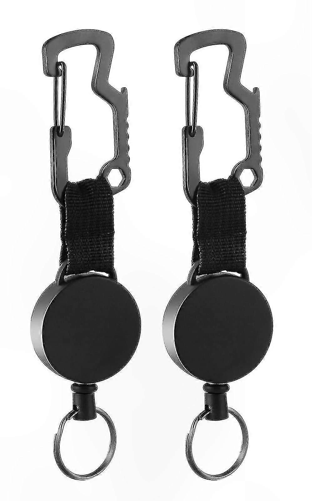 2-Pack Retractable Keychains with Belt Clip for ID Card Holders and Badges