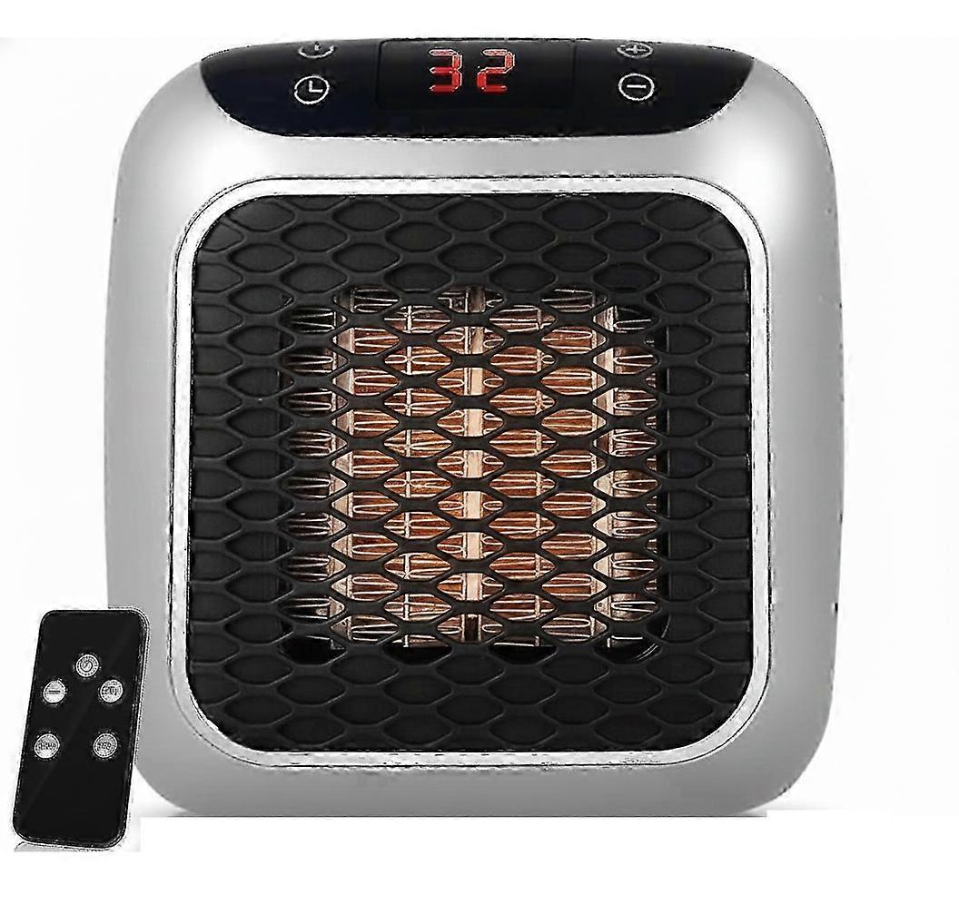 Plug-In Space Heater with Remote and Timer, Compact Wall Socket Heating Device