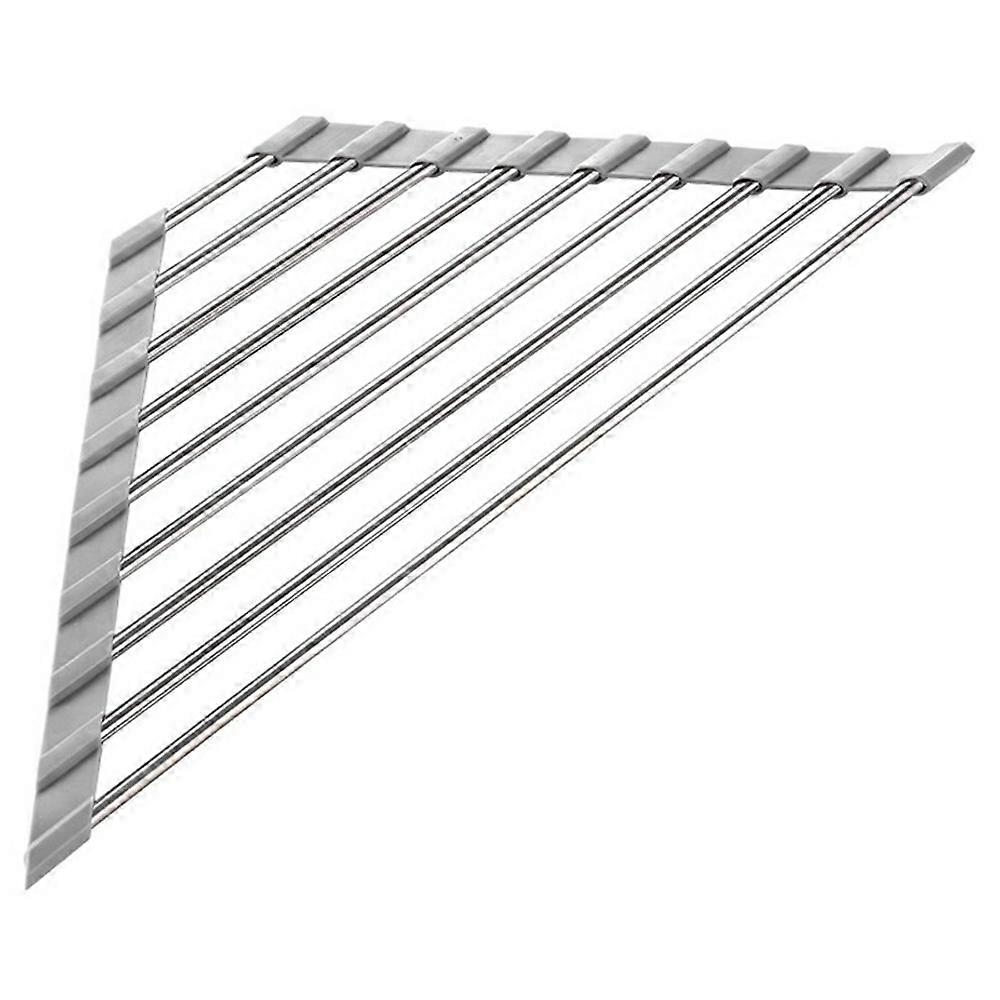 Foldable Stainless Steel Dish Drying Rack Sink Roll-Up Drainer Mat Multi-Function Kitchen Draining B