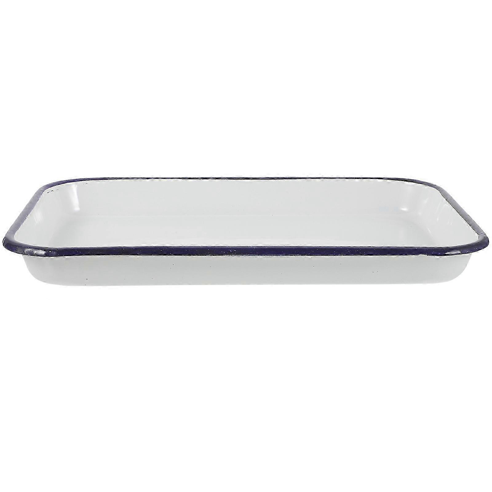 Wear-Resistant Enamel Baking Pan Household Rectangular Roasting Tin for Storage