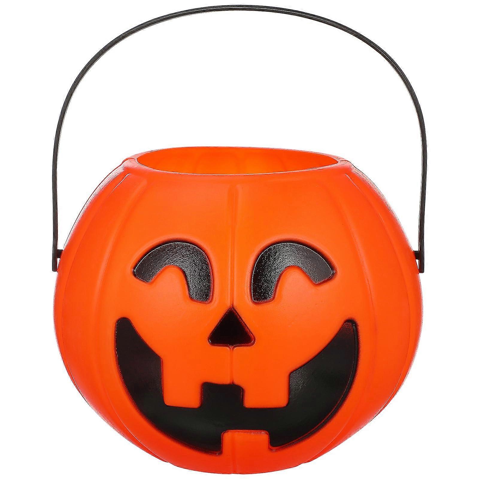Halloween Pumpkin Candy Bucket with Handle, Durable Plastic Trick or  Holder, Random Style