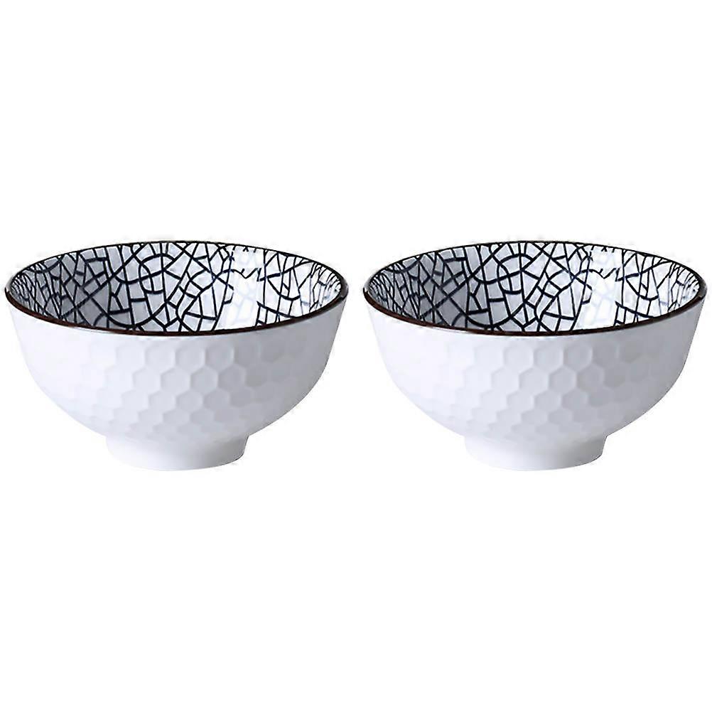 Japanese Style Cracks Ceramic Bowl for Dinner 2Pcs Tableware Set