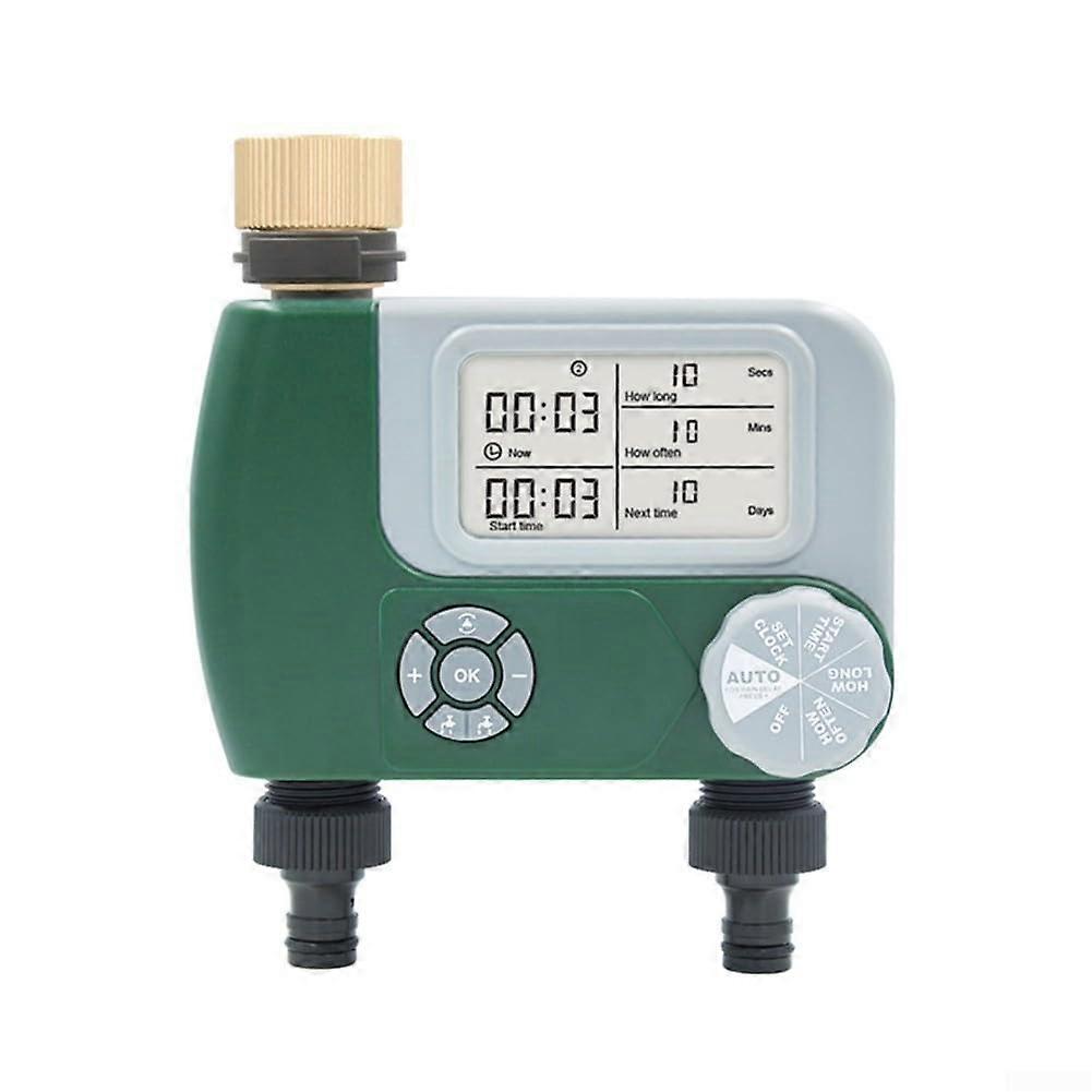 Dual Outlet Garden Water Timer Automatic Hose Timer Waterproof LED Display Irrigation Controller Copper