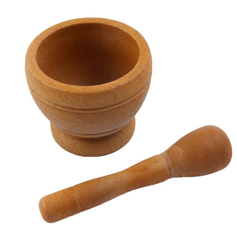 Plastic Garlic Grinder Pestle Set Modern Design Kitchen Tool Brown 1Set