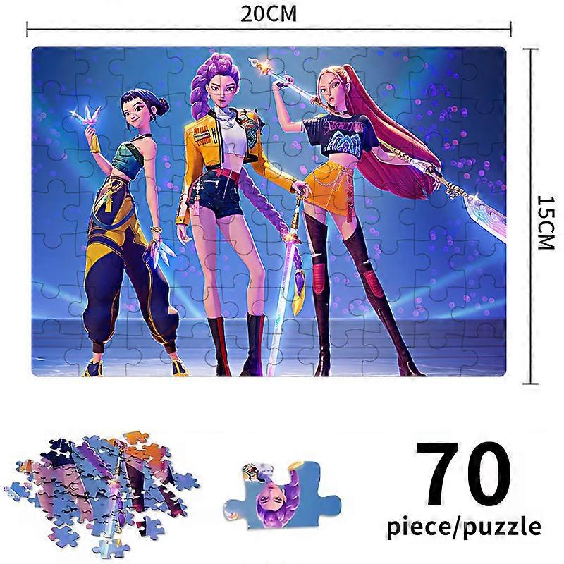 Jeu de société sur le thème des chasseurs de démons (anime Kpop) - Puzzle à motifs des personnages Rumi, Mira et Zoey Huntrix - Cadeau d'anniversaire surprise pour enfants