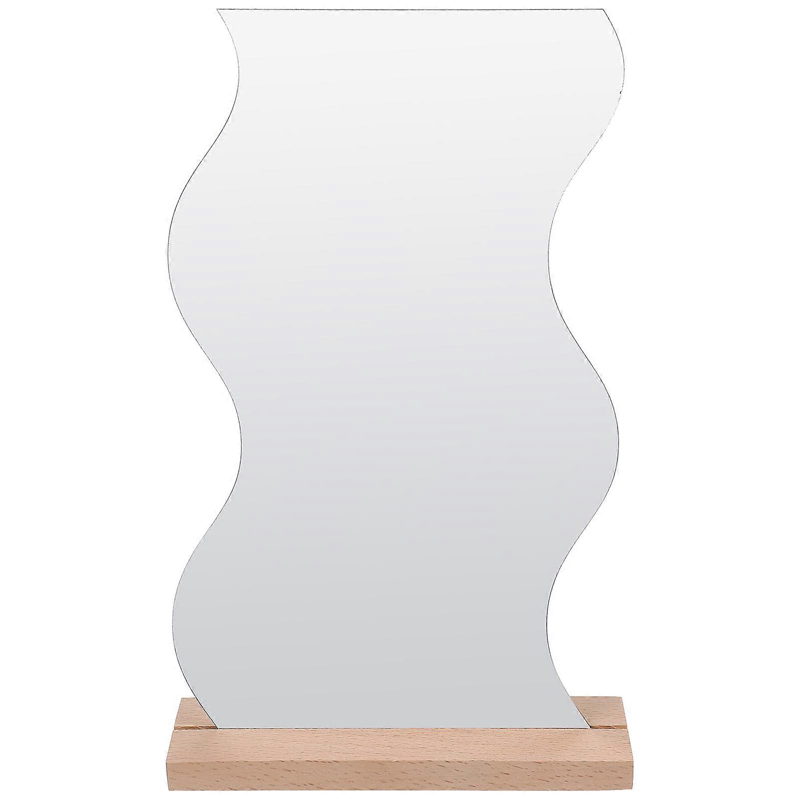Transparent Acrylic Makeup Mirror for Desktop Use with Wooden Base