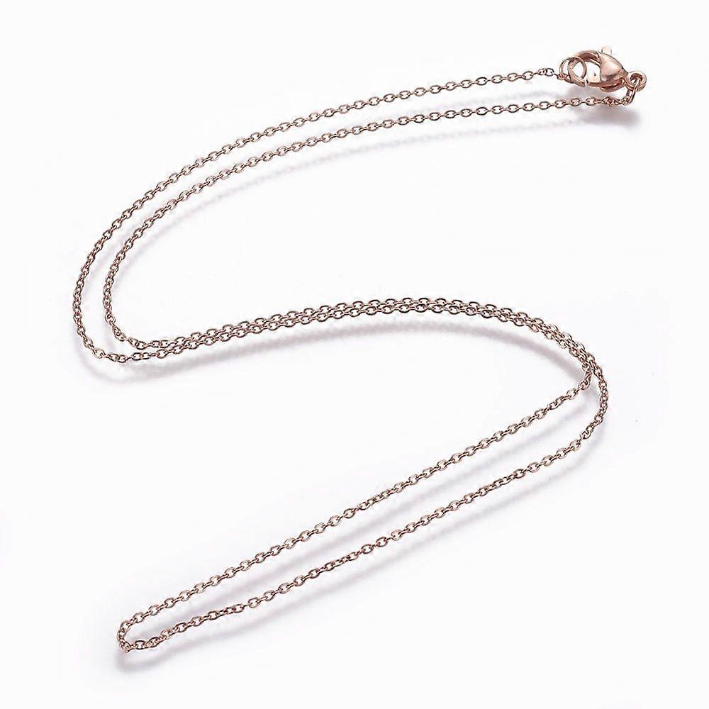 Colar com corrente de aço inoxidável 304 e fecho lagosta, cor ouro rosa, 45 cm (17,71 polegadas)